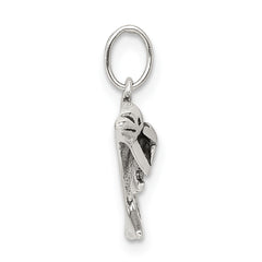 Sterling Silver 925 Antiqued Dolphin with Baby Charm Elegant Children's Jewelry