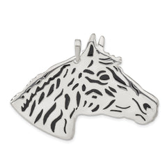 Sterling Silver Polished Enameled Horse Head Pendant