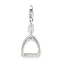 Sterling Silver 925 Polished Horse Stirrup Charm with Anti-Tarnish Finish