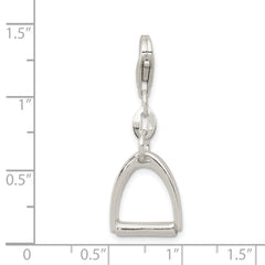 Sterling Silver 925 Polished Horse Stirrup Charm with Anti-Tarnish Finish