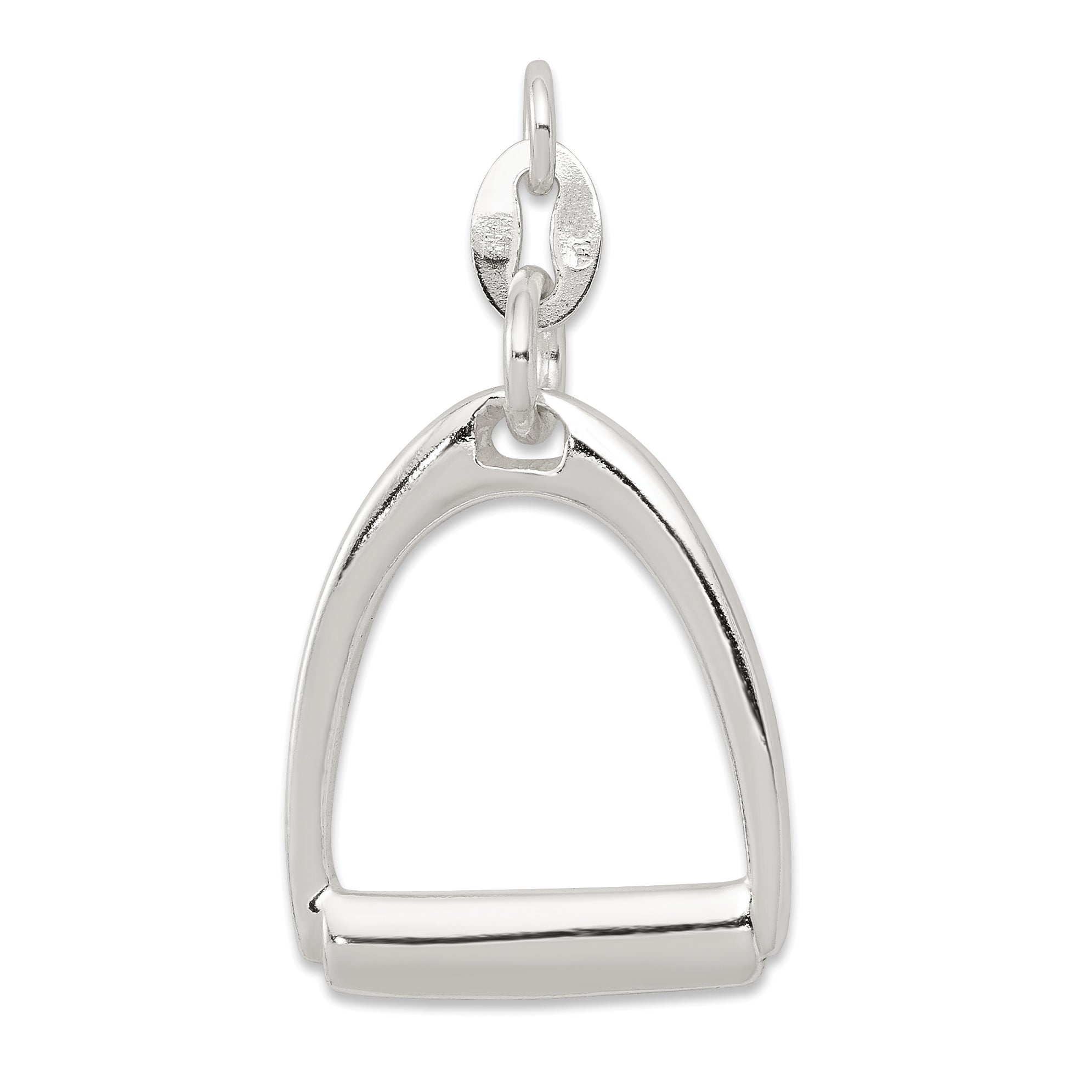 Sterling Silver Large Polished Horse Stirrup Charm