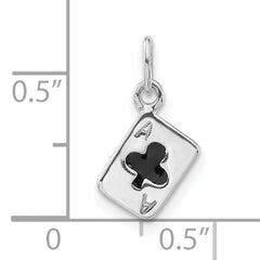 Sterling Silver 925 Ace of Clubs Enameled Charm Polished Unisex