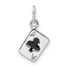 Sterling Silver Polished Enameled Ace Of Clubs Card Charm