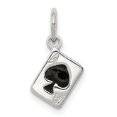 Sterling Silver Enameled Ace Of Spades Card Charm