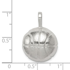 Sterling Silver 925 Polished Basketball Charm Men's Themed Pendant