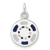 Sterling Silver Blue/White Enameled Poker Chip Charm