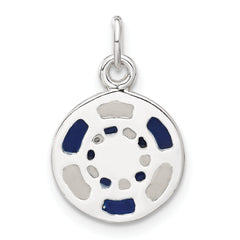 Sterling Silver Blue/White Enameled Poker Chip Charm
