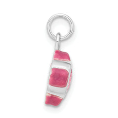 Sterling Silver Pink Enamel CZ Fish Charm Polished Elegance