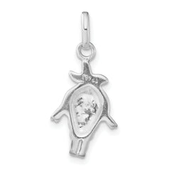 925 Sterling Silver Enamel Orange Person Charm Unisex Polished Finish