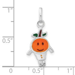 925 Sterling Silver Enamel Orange Person Charm Unisex Polished Finish