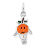 Sterling Silver Polished Enameled Orange Person Charm