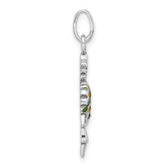 Sterling Silver Enameled Pineapple Unisex Charm Polished Finish by Sophia Jewelers