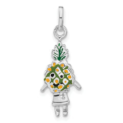 Sterling Silver Enameled Pineapple Person Charm