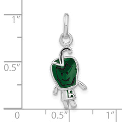 Sterling Silver Enamel Green Pepper Charm Unisex Polished Finish