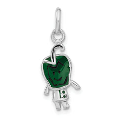 Sterling Silver Enameled Green Pepper Person Charm
