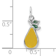 Sterling Silver 925 Enameled Pear Charm with Polished Finish