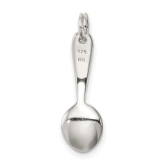 Sterling Silver 925 Spoon Charm with Polished Anti-Tarnish Finish 3D Design