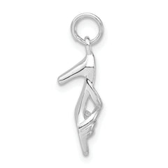 Sterling Silver 925 High Heel Sandal Charm with Polished 3D Design