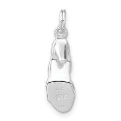 Sterling Silver 925 High Heel Sandal Charm with Polished 3D Design