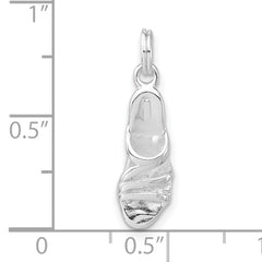 Sterling Silver 925 High Heel Sandal Charm with Polished 3D Design