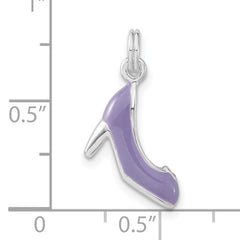 Sterling Silver 3D CZ Enamel High Heel Charm for Women