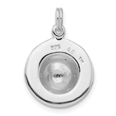 925 Sterling Silver Women's 3D Hat Pendant with Purple Enamel and CZ