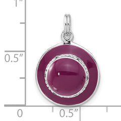 925 Sterling Silver Women's 3D Hat Pendant with Purple Enamel and CZ