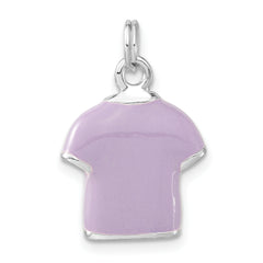 Sterling Silver 3D Polo Shirt Charm with Purple Enamel and CZ