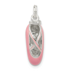 Sterling Silver Polished Enamel Ballet Slipper Pendant