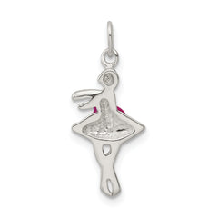 Sterling Silver 925 Ballerina Charm with Polished Enamel Finish