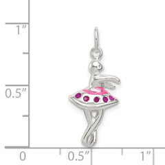 Sterling Silver 925 Ballerina Charm with Polished Enamel Finish
