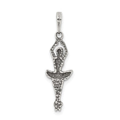 Sterling Silver 925 Ballerina Pendant with Antiqued Finish Elegant Charm
