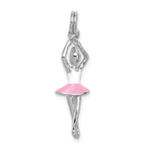 Sterling Silver Rhodium-platedEnamel Ballerina Charm