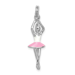 Sterling Silver Rhodium-platedEnamel Ballerina Charm