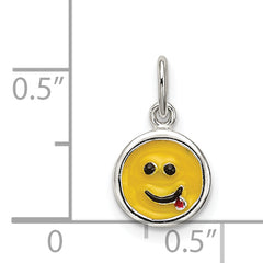 Sterling Silver 925 Enameled Emotion Face Charm with Polished Finish