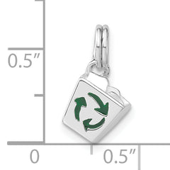 Sophia Jewelers 925 Sterling Silver Enamel Recycle Bin Charm Unisex 3D Design
