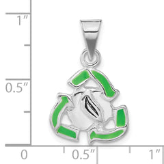 Sophia Jewelers Sterling Silver Enameled Unisex Recycle Charm Pendant