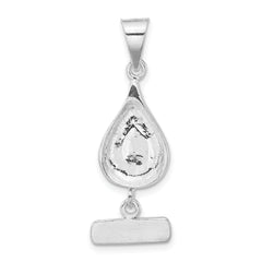 Sterling Silver Enamel Teardrop Pendant with Moveable Recycle Design