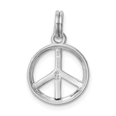 Rhodium-Plated Sterling Silver Peace Sign Charm Elegant, Polished Finish