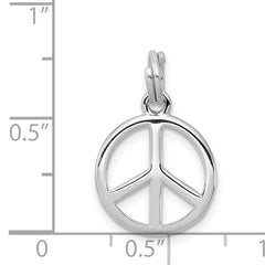 Rhodium-Plated Sterling Silver Peace Sign Charm Elegant, Polished Finish