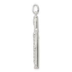 Sterling Silver 925 Flute Charm with Polished Anti-Tarnish Finish