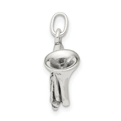 Sterling Silver 925 Antiqued French Horn Charm Men's 3D Vintage Style