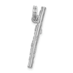 Sophia Jewelers Sterling Silver 3D Flute Charm with Rhodium Polish