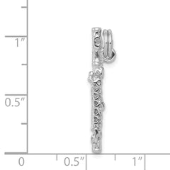 Sophia Jewelers Sterling Silver 3D Flute Charm with Rhodium Polish