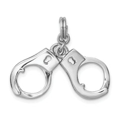 Sterling Silver Rhodium-platedPolished Movable Handcuffs Charm