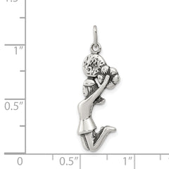 Sophia Jewelers Sterling Silver Antiqued Cheerleader Charm Polished Finish
