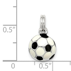Sterling Silver Soccer Ball Charm with Polished Enamel Finish