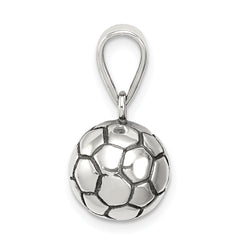 Sterling Silver 925 Polished Soccer Ball Pendant Solid Casted Charm