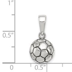 Sterling Silver 925 Polished Soccer Ball Pendant Solid Casted Charm
