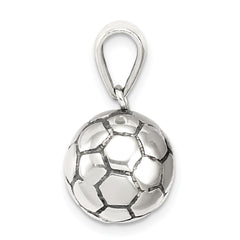 Sterling Silver 925 Men's Soccer Ball Pendant with Polished Finish